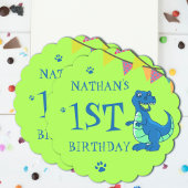 Groen Blauw Dinosaurus Theme Kids Verjaardagsfeest Kartonnen Onderzetters