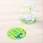 Groen Blauw Dinosaurus Theme Kids Verjaardagsfeest Kartonnen Onderzetters (Insitu)