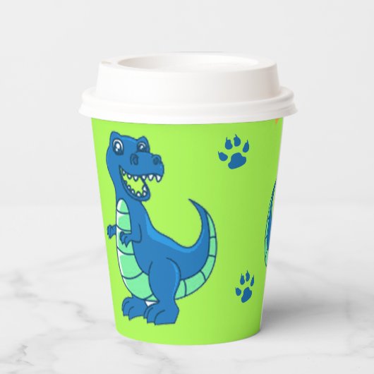 Groen Blauw Dinosaurus Theme Kids Verjaardagsfeest Papieren Bekers
