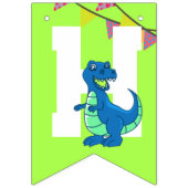 Groen Blauw Dinosaurus Theme Kids Verjaardagsfeest Vlaggetjes (Tweede vlag)