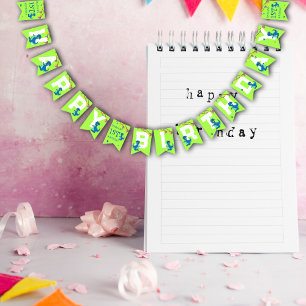 Groen Blauw Dinosaurus Theme Kids Verjaardagsfeest Vlaggetjes