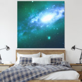 Groen blauw draaiend galaxy Stretted Canvas Afdruk (Insitu (Slaapkamer))