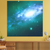 Groen blauw draaiend galaxy Stretted Canvas Afdruk (Insitu (Woonkamer))