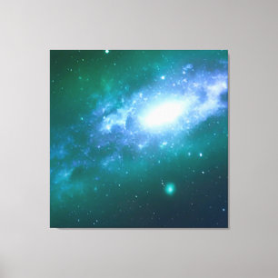 Groen blauw draaiend galaxy Stretted Canvas Afdruk
