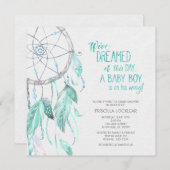 Groen/Blauw Dreamcatcher Baby shower Invitation Kaart (Voorkant / Achterkant)