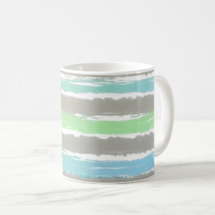 Groen Blauw Driftwood Grijs Waterverf Stripes Koffiemok