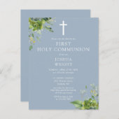 Groen Blauw Eerste Heilige Communie Bewaar de datu Briefkaart (Voorkant / Achterkant)