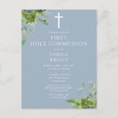 Groen Blauw Eerste Heilige Communie Uitnodiging (Voorkant)