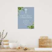 Groen Blauw Eerste Heilige Communie Welkom Teken Poster (Keuken)