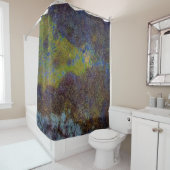 Groen, blauw en bruin vlees douchegordijn (In situ)