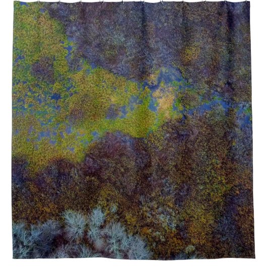 Groen, blauw en bruin vlees douchegordijn (Voorkant)