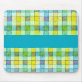 Groen blauw en geel gingham Muismat (Voorkant)