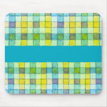 Groen blauw en geel gingham Muismat