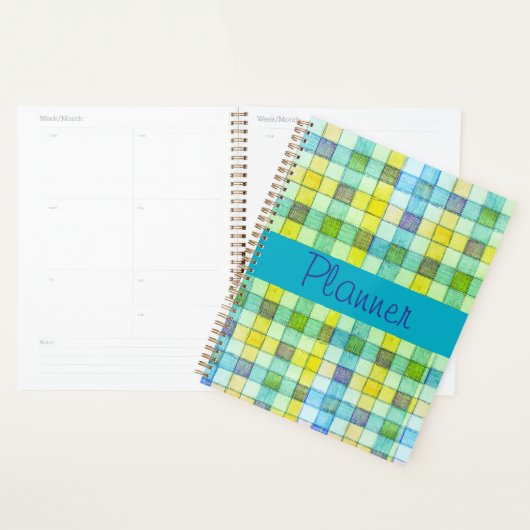 Groen blauw en geel gingham Planner (Display)