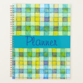 Groen blauw en geel gingham Planner (Voorkant)