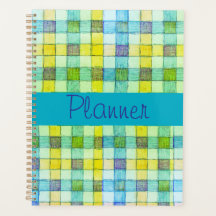 Groen blauw en geel gingham Planner