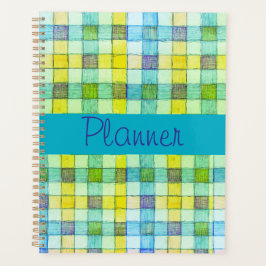 Groen blauw en geel gingham Planner