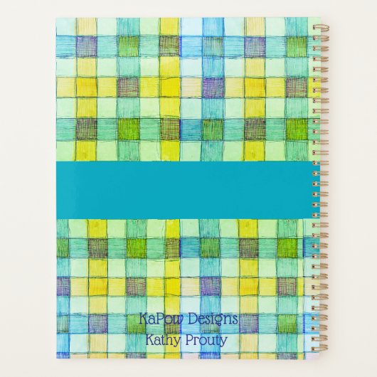 Groen blauw en geel gingham Planner (Achterkant)