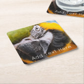 Groen, blauw en geel Macaw Parrot Kartonnen Onderzetters (Schuin)