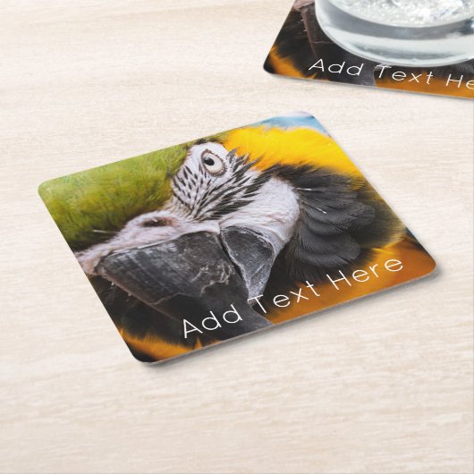 Groen, blauw en geel Macaw Parrot Kartonnen Onderzetters (Schuin)