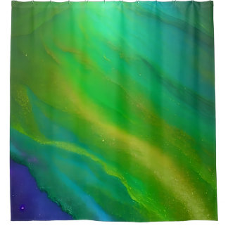 Groen, Blauw en Gouden Oceaandouchegordijn Douchegordijn