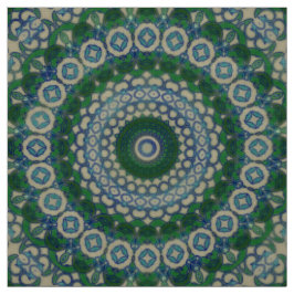 Groen, blauw en grijs Mandala Stof