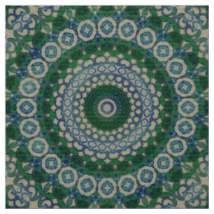 Groen, blauw en grijs Mandala Stof