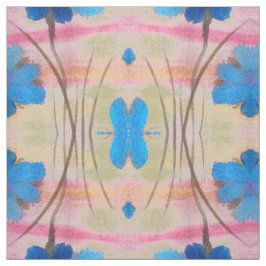 Groen Blauw en Roze Bloemenprint Stof