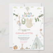 Groen, blauw en roze Waterverf Baby shower Kaart (Voorkant)