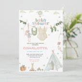 Groen, blauw en roze Waterverf Baby shower Kaart (Staand voorkant)