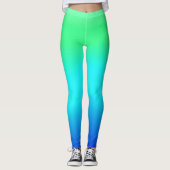 Groen, blauw en Turquoise Cool Water Ombre Leggings (Voorkant)