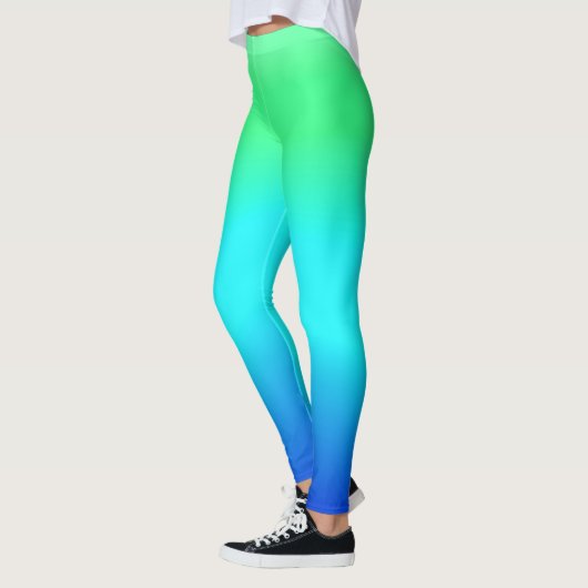 Groen, blauw en Turquoise Cool Water Ombre Leggings (Links)
