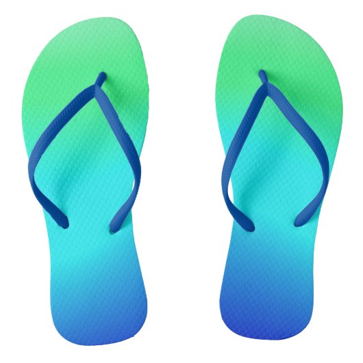 Groen, blauw en Turquoise Cool Water Ombre Teenslippers (Voetbed)