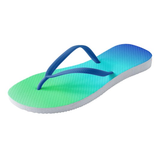 Groen, blauw en Turquoise Cool Water Ombre Teenslippers (Schuin)