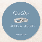 Groen Blauw en Wit-Bruiloft Papier Onderzetter (Voorkant)