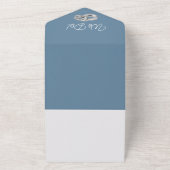 Groen Blauw en Wit-Bruiloft Ringen- All In One Uitnodiging (Buitenkant)