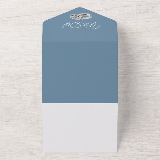 Groen Blauw en Wit-Bruiloft Ringen- All In One Uitnodiging (Buitenkant)