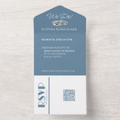 Groen Blauw en Wit-Bruiloft Ringen- All In One Uitnodiging (Binnen)