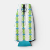 Groen, Blauw en Wit Funky Streep Monogram Flesjeskoeler (Achterkant)