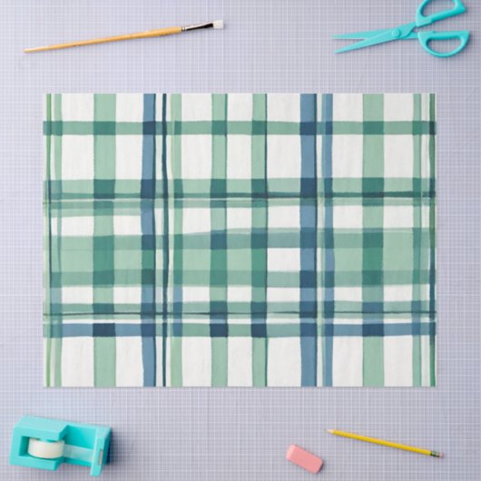 Groen, blauw en wit geplakt decoupage papier (Craft)