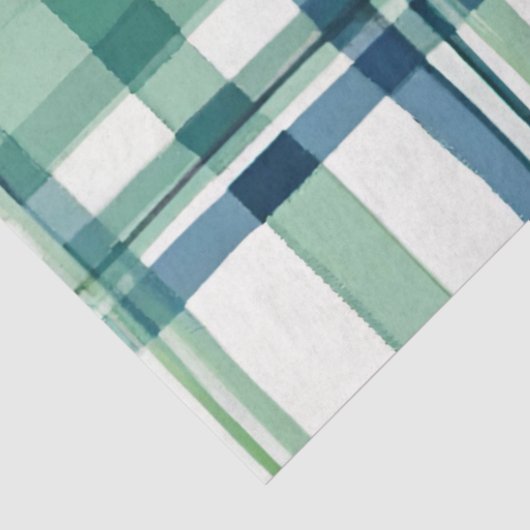 Groen, blauw en wit geplakt decoupage papier (Detail)