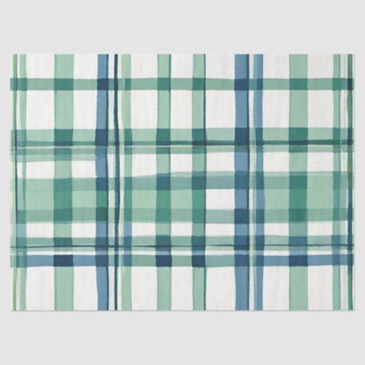 Groen, blauw en wit geplakt decoupage papier (Voorkant)