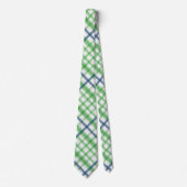 Groen Blauw en Wit Geruit Stropdas (Voorkant)