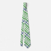 Groen Blauw en Wit Geruit Stropdas (Achterkant)