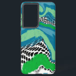 Groen, blauw en zwart Abstract Samsung Galaxy Hoesje<br><div class="desc">Blauwe,  groene en zwarte moderne,  moderne,  vloeiende telefoonbehuizing.</div>