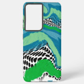 Groen, blauw en zwart Abstract Samsung Galaxy Hoesje (Achterkant)