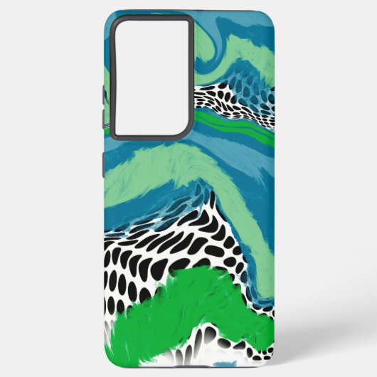 Groen, blauw en zwart Abstract Samsung Galaxy Hoesje (Achterkant)