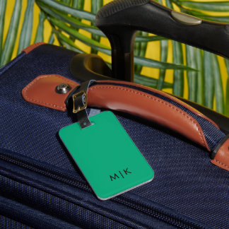 Groen Blauw en Zwart Modern Monogram Bagagelabel