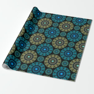 Groen blauw fractaal sacraal patroon cadeaupapier