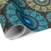 Groen blauw fractaal sacraal patroon cadeaupapier (Rol Hoek)